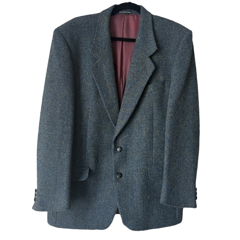 Vintage Harris Tweed Blazer Jacket Wool Men's 42R Blue Flecked 70s 80s - Picture 2 of 7